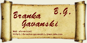 Branka Gavanski vizit kartica